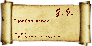 Gyárfás Vince névjegykártya